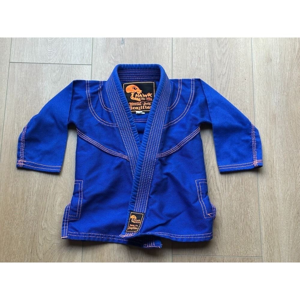 Hawk Jiu Jitsu Kids Lightweight Gi K0 Blue Orange Stitch - Top Only No Belt